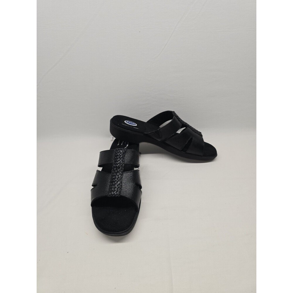 Dr. Scholl's Sandals Womens Size 9 Black pillo Leather Slide Wedge Comfort Shoes